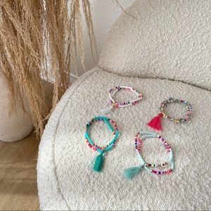 Arm Candy Colorful Heishi Tassel Beaded Bracelets